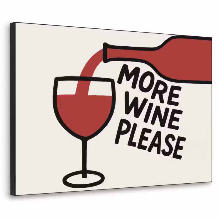 Wijnfles - Quote - Rood - Glas Textielframe - compleet frame klein -3d