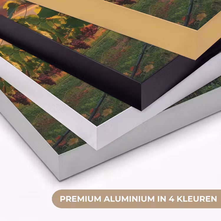 Wijngaard - Druiven - Zonsondergang Textielframe zwart klein -USP_kleurenNL