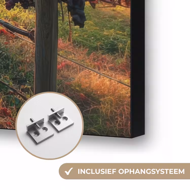 Wijngaard - Druiven - Zonsondergang Textielframe zwart klein -USP_ophangsysteemNL