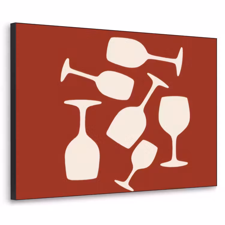 Wijnglazen - Silhouetten - Wit Textielframe zwart klein -3d