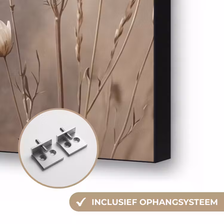 Wilde bloemen - Botanisch - Vintage - Natuur - Rustiek Textielframe zwart klein -USP_ophangsysteemNL