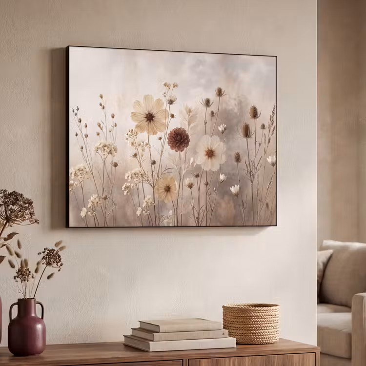 Wilde bloemen - Botanisch - Vintage - Natuur - Rustiek Textielframe zwart klein -sfeer3
