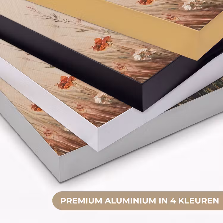 Wilde bloemen - Penseelstreken - Rustgevend Textielframe zwart klein -USP_kleurenNL