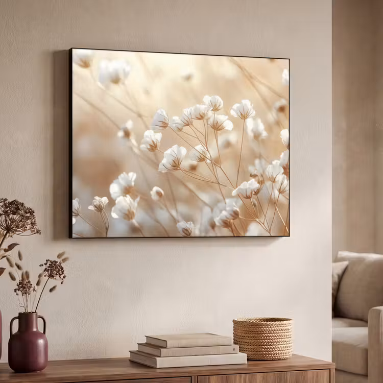 Wilde - Bloemen - Wit Textielframe zwart klein -sfeer3
