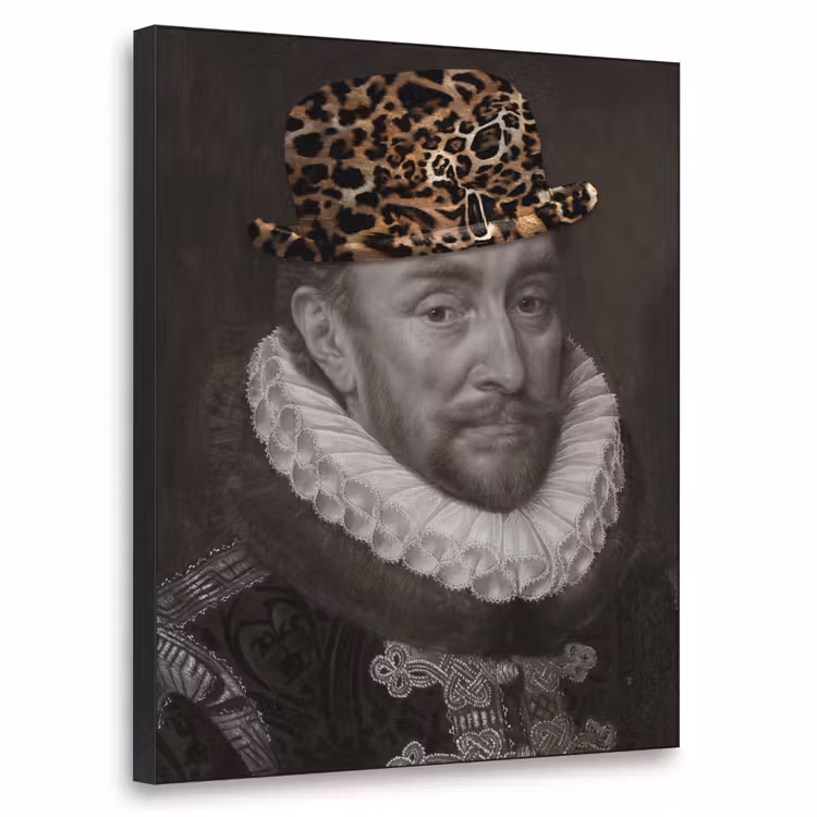 Willem van Oranje - Adriaen Thomasz - Panterprint Textielframe zwart klein -3d