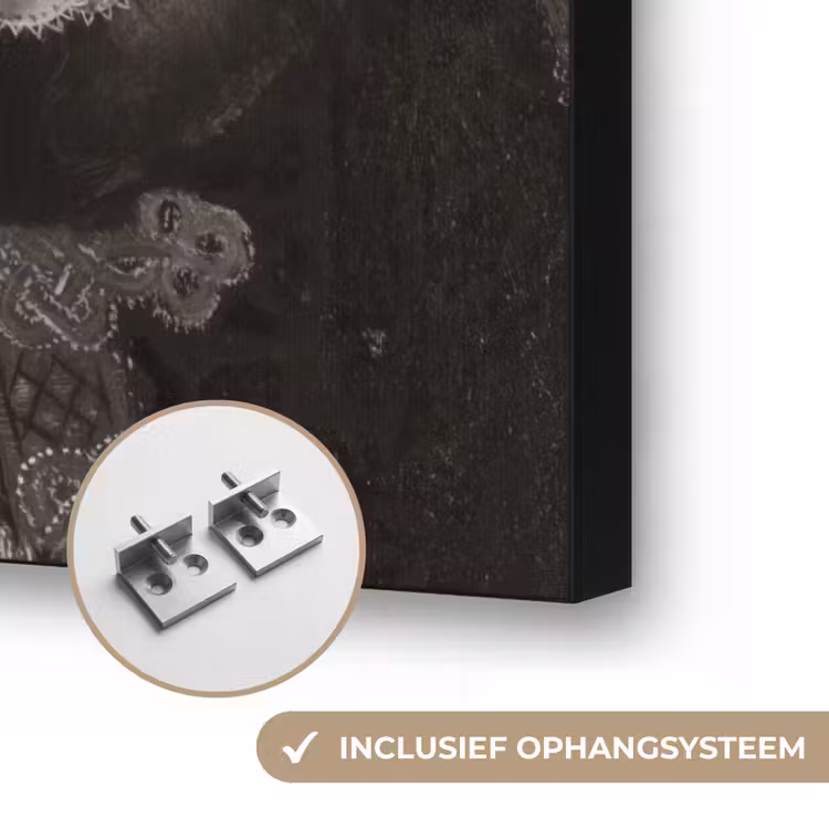 Willem van Oranje - Adriaen Thomasz - Panterprint Textielframe zwart klein -USP_ophangsysteemNL