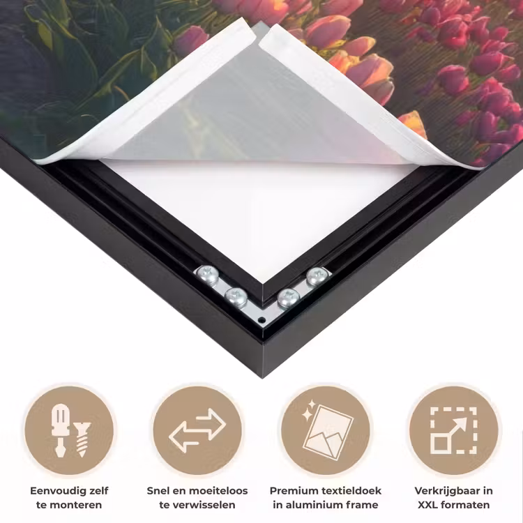Windmolen - Zonsondergang - Landschap Textielframe zwart klein -USP_closeupNL