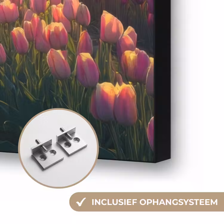 Windmolen - Zonsondergang - Landschap Textielframe zwart klein -USP_ophangsysteemNL