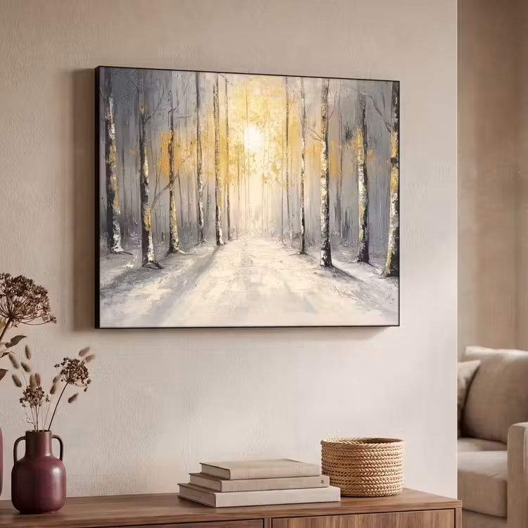 Winter - Abstract - Sneeuw - Natuur - Zon Textielframe - compleet frame klein -sfeer3