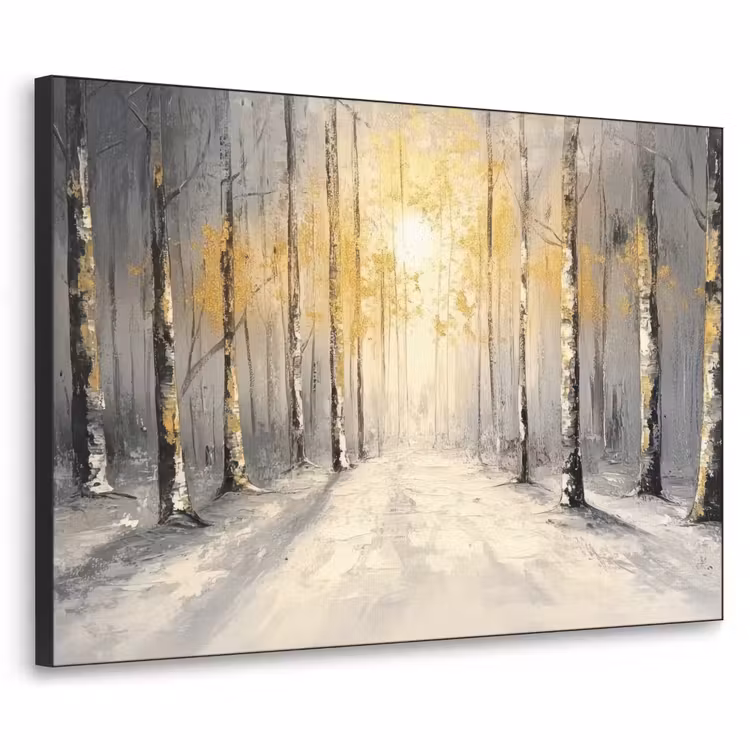 Winter - Abstract - Sneeuw - Natuur - Zon Textielframe zwart klein -3d
