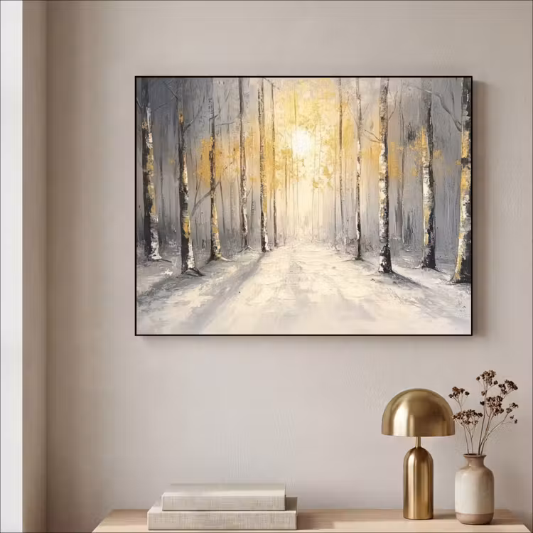 Winter - Abstract - Sneeuw - Natuur - Zon Textielframe - compleet frame klein -sfeer2