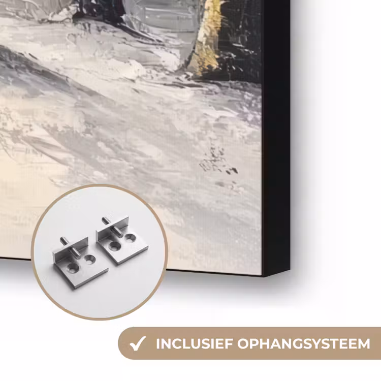 Winter - Abstract - Sneeuw - Natuur - Zon Textielframe zwart klein -USP_ophangsysteemNL