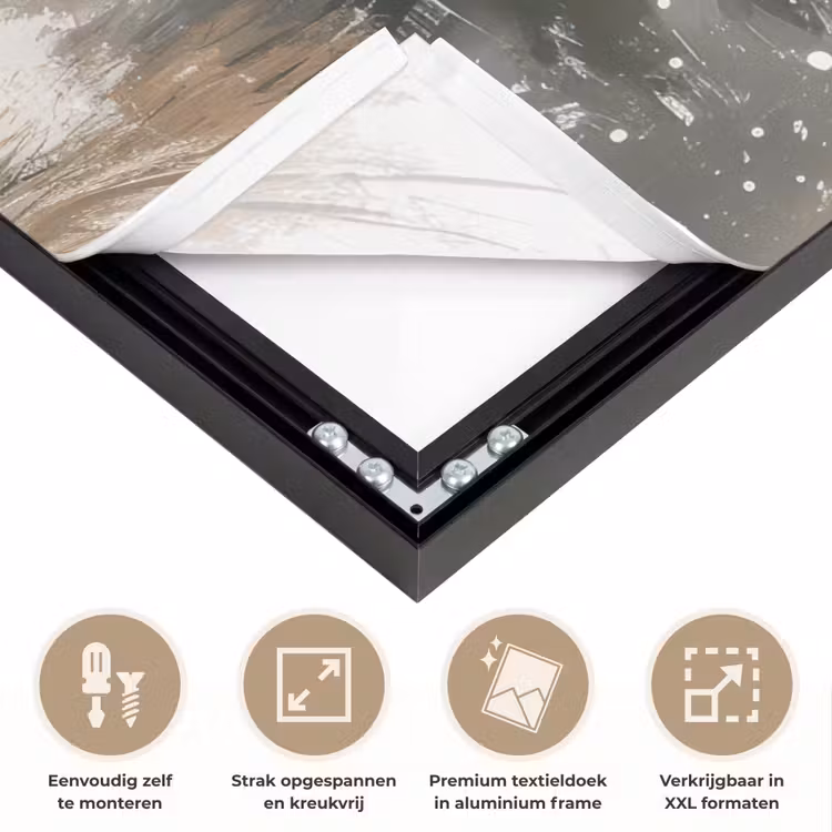 Winter - Bos - Rendier - Donker Textielframe zwart klein -USP_feed_closeupNL