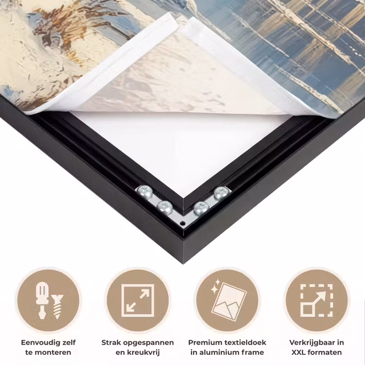 Winter - Sneeuw - Huis - Natuur Textielframe zwart klein -USP_feed_closeupNL