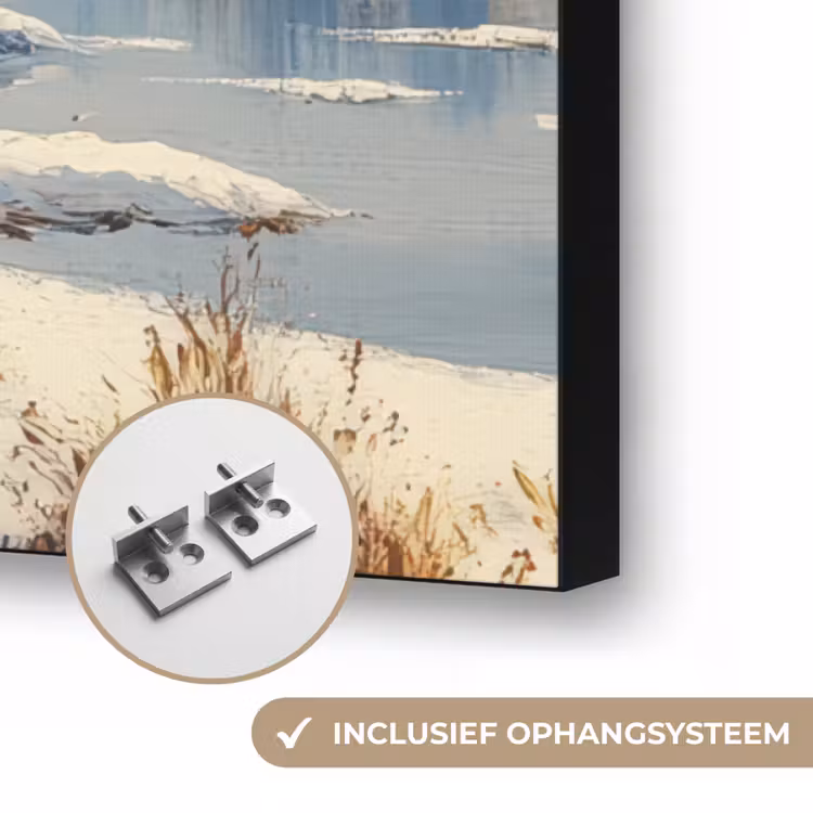 Winter - Sneeuw - Huis - Natuur Textielframe zwart klein -USP_ophangsysteemNL
