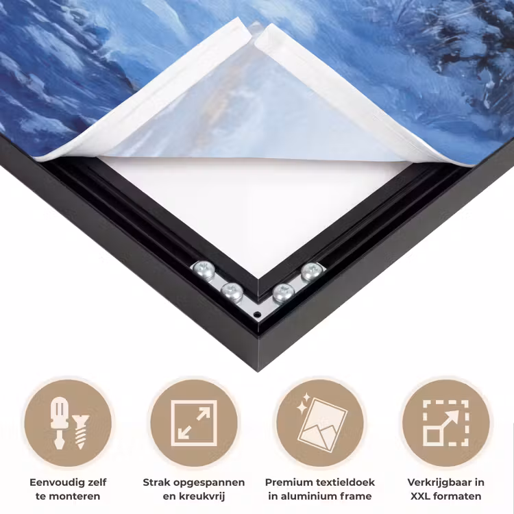 Winteravond - Kerstdorp - Donker Textielframe zwart klein -USP_feed_closeupNL
