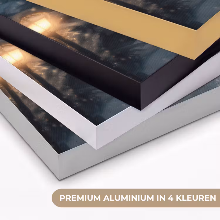 Winterdorp - Sneeuw - Donker Textielframe zwart klein -USP_kleurenNL