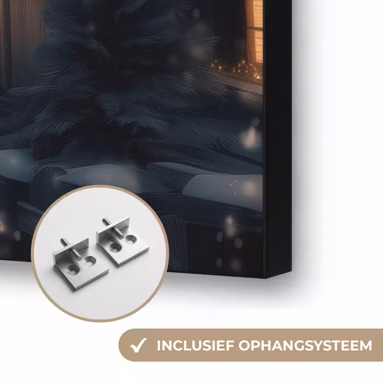 Winterdorp - Sneeuw - Donker Textielframe zwart klein -USP_ophangsysteemNL