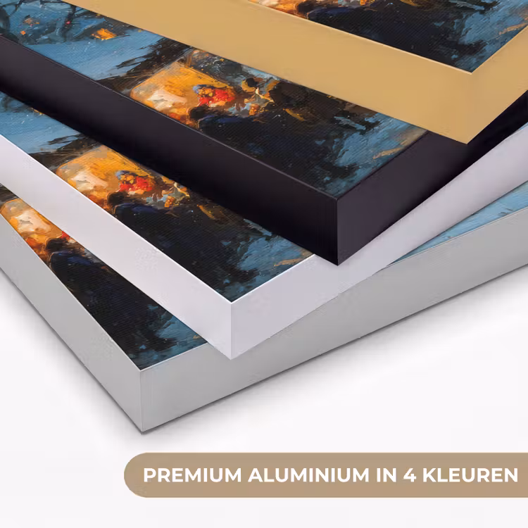 Winterkermis - Dorp - Kleurrijk Textielframe zwart klein -USP_kleurenNL