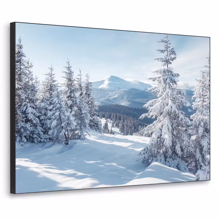 Winterlandschap - Natuur - Berg - Bomen - Sneeuw Textielframe - compleet frame klein -3d