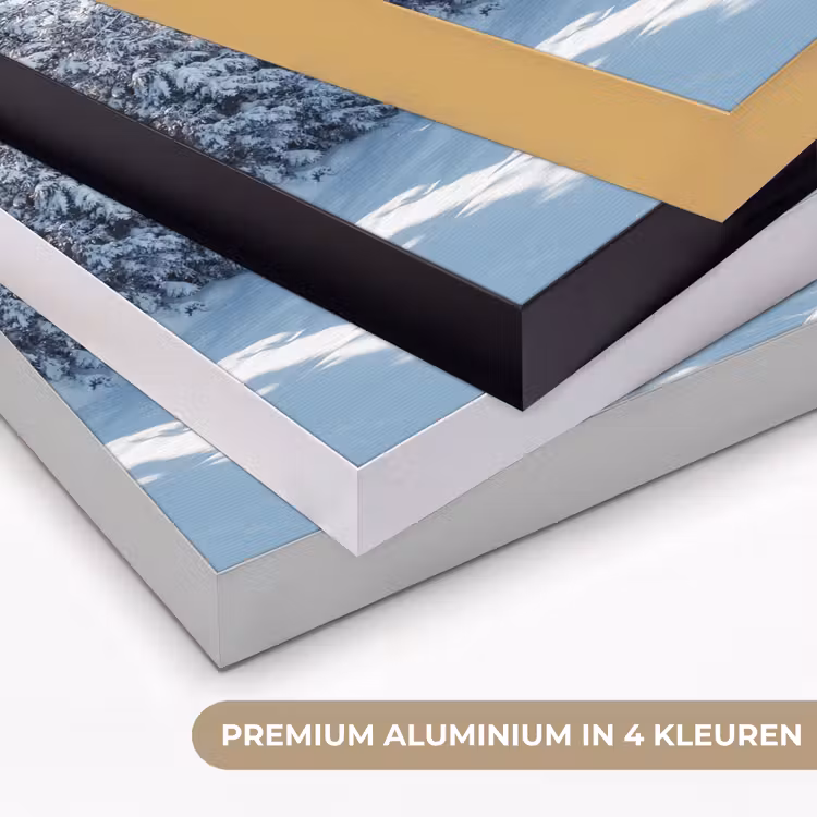 Winterlandschap - Natuur - Berg - Bomen - Sneeuw Textielframe zwart klein -USP_kleurenNL