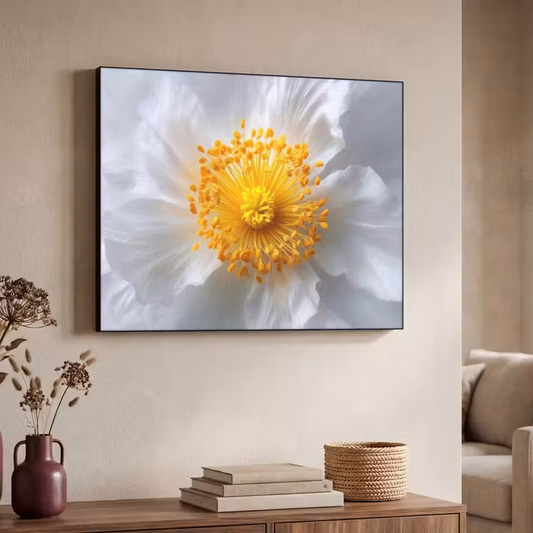 Wit - Bloem - Elegant Textielframe zwart klein -sfeer3