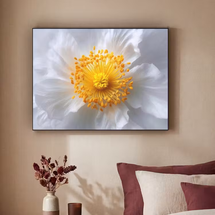 Wit - Bloem - Elegant Textielframe - compleet frame klein -sfeer1