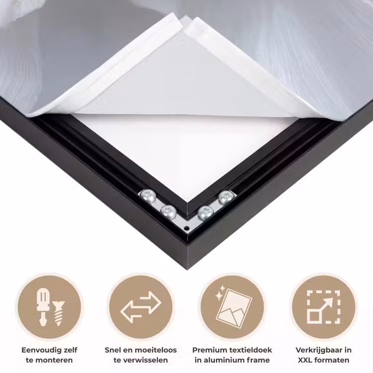 Wit - Bloem - Elegant Textielframe zwart klein -USP_closeupNL