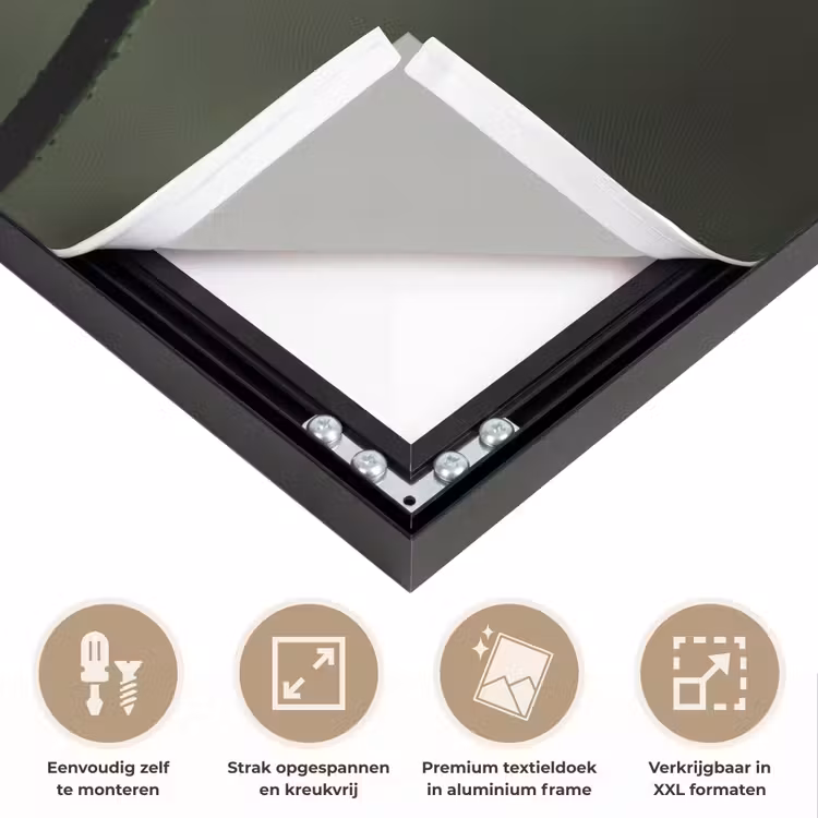 Wit - Lotus - Donker - Bloem Textielframe zwart klein -USP_feed_closeupNL