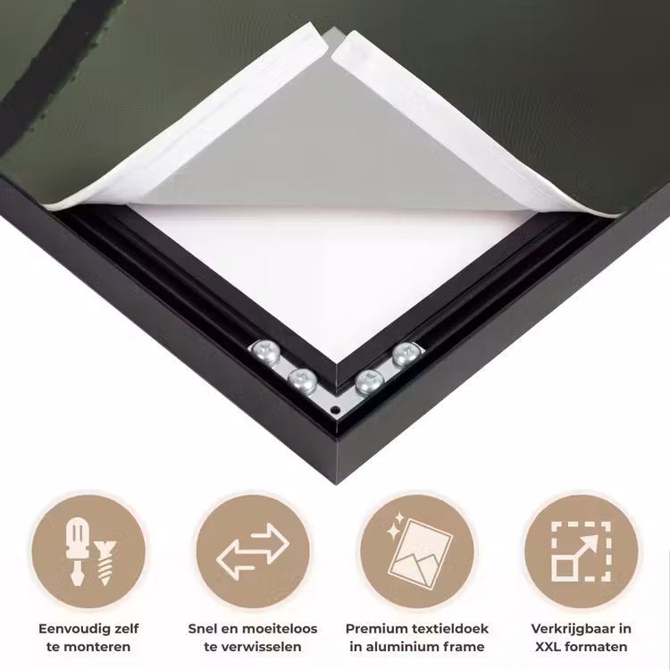 Wit - Lotus - Donker - Bloem Textielframe zwart klein -USP_closeupNL