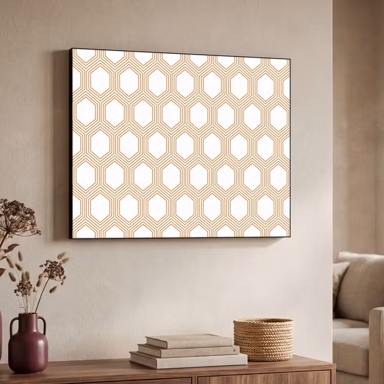 Wit - Patroon - Symmetrisch - Modern Textielframe - compleet frame klein 947 -sfeer3