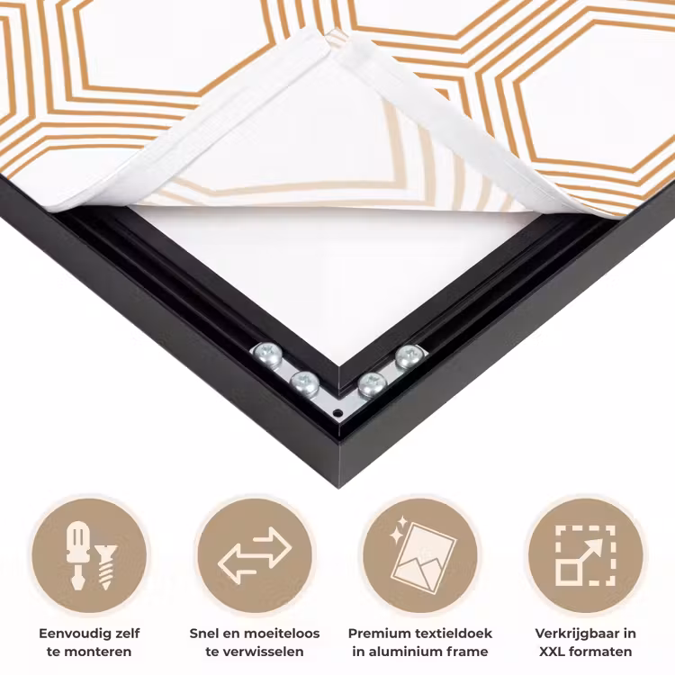Wit - Patroon - Symmetrisch - Modern Textielframe zwart klein 947 -USP_closeupNL