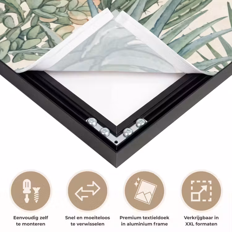 Woestijn - Planten - Groen Textielframe zwart klein -USP_closeupNL