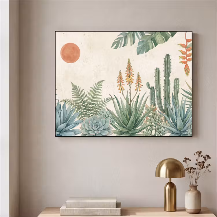 Woestijn - Planten - Groen Textielframe zwart klein -sfeer2