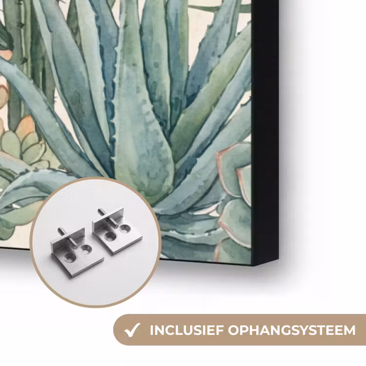 Woestijn - Planten - Groen Textielframe zwart klein -USP_ophangsysteemNL