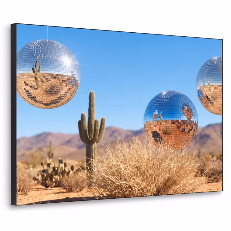 Art frame - Woestijn - Spiegelbal - Kunst - Woestijn - Spiegelbal - Kunst Textielframe zwart klein