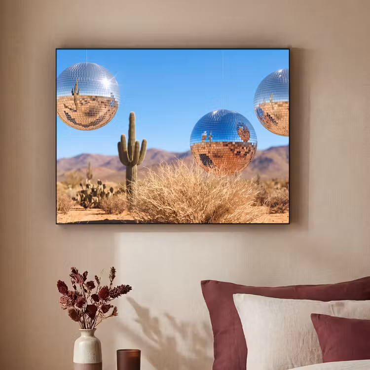 Art frame - Woestijn - Spiegelbal - Kunst - Woestijn - Spiegelbal - Kunst Textielframe zwart klein