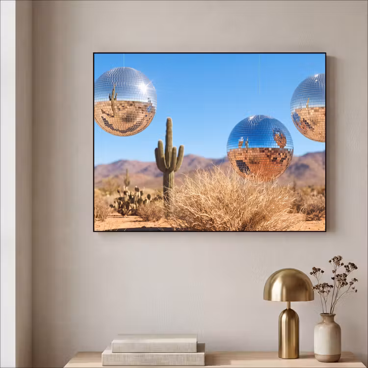 Art frame - Woestijn - Spiegelbal - Kunst - Woestijn - Spiegelbal - Kunst Textielframe zwart klein