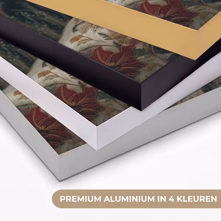 Wolf - Bloemen - Natuur Textielframe zwart klein -USP_kleurenNL