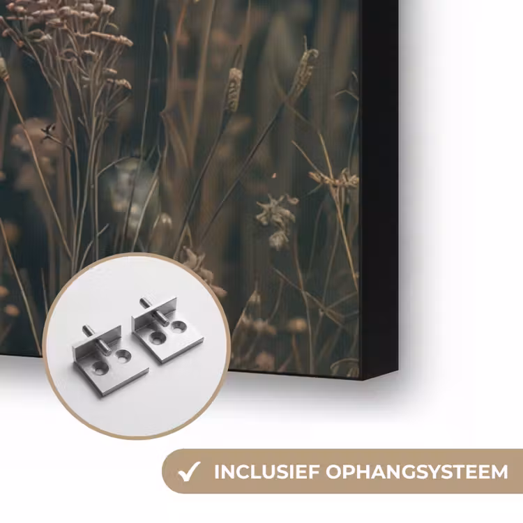 Wolf - Bloemen - Natuur Textielframe zwart klein -USP_ophangsysteemNL
