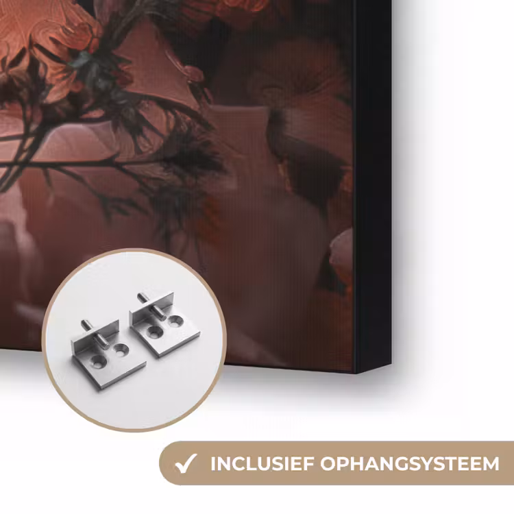 Wolf - Dier - Bloemen - Botanisch - Natuur - Fantasie Textielframe zwart klein -USP_ophangsysteemNL