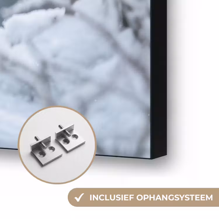 Wolf - Pup - Sneeuw Textielframe zwart klein -USP_ophangsysteemNL