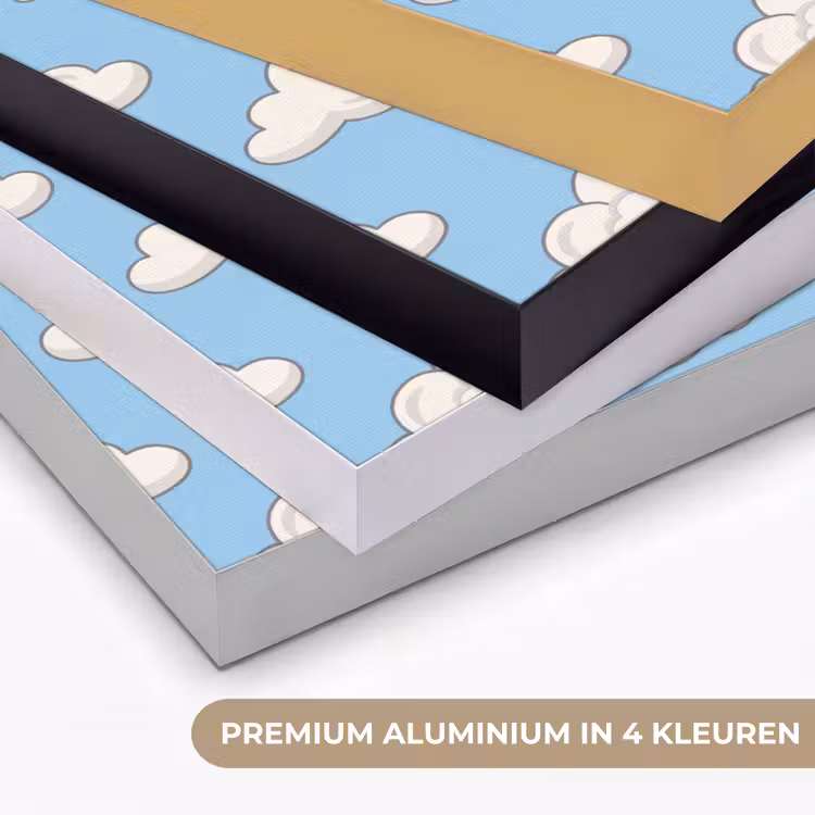 Wolk - Cartoon - Lucht - Blauw - Wit Textielframe zwart klein -USP_kleurenNL