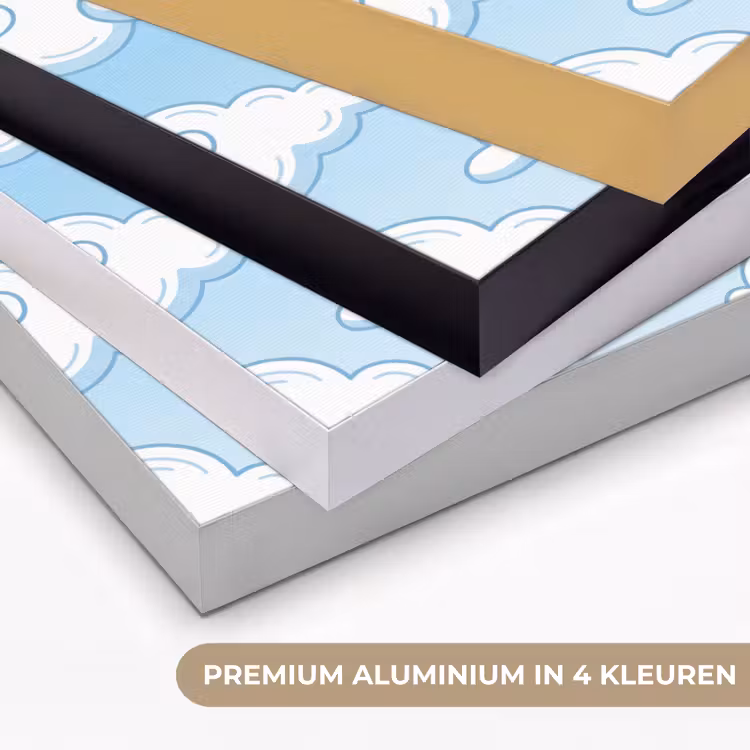 Wolk - Lucht - Cartoon - Blauw - Wit Textielframe zwart klein -USP_kleurenNL