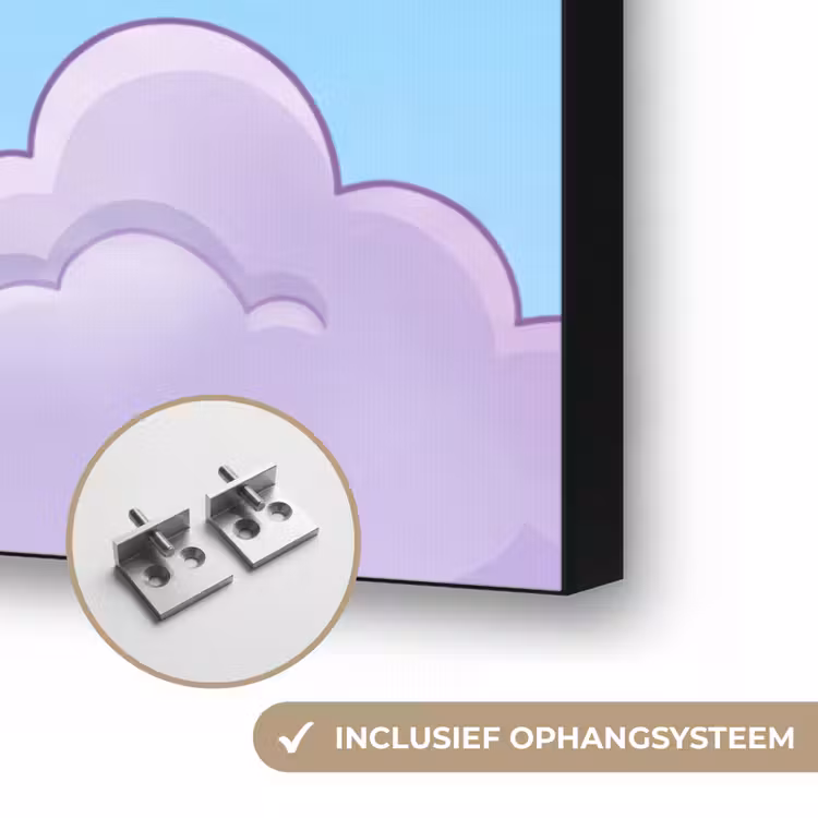 Wolk - Lucht - Natuur - Illustratie - Pastel Textielframe zwart klein -USP_ophangsysteemNL