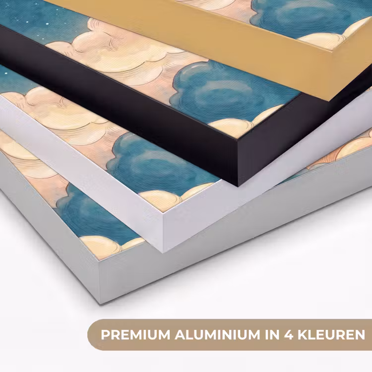 Wolk - Lucht - Natuur - Illustratief - Oranje Textielframe zwart klein -USP_kleurenNL