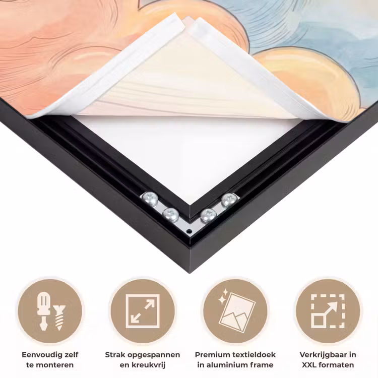 Wolk - Lucht - Natuur - Illustratief - Oranje Textielframe zwart klein -USP_feed_closeupNL