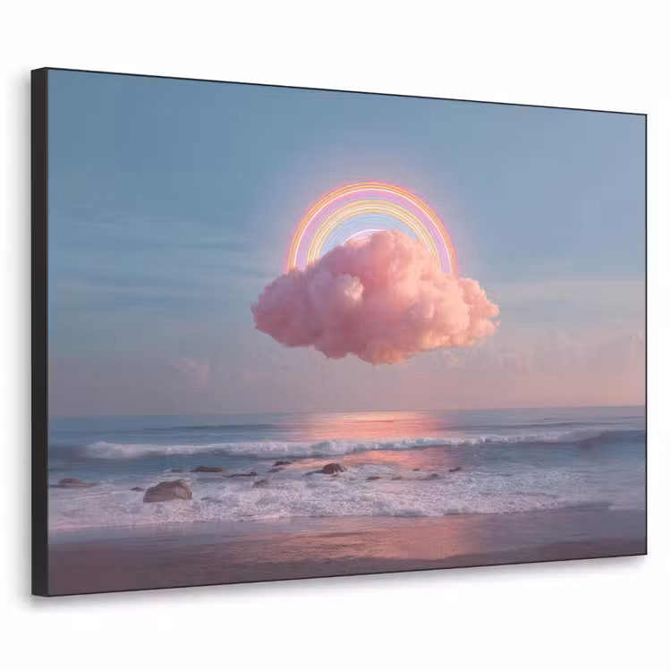 Wolk - Regenboog - Zee Textielframe - compleet frame klein -3d