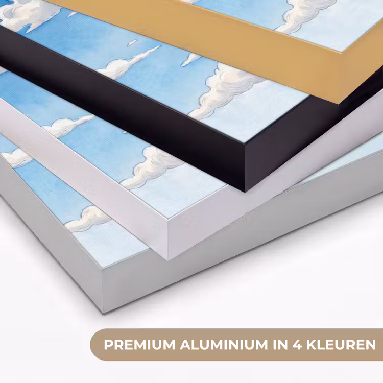 Wolken - Blauwe lucht - Natuur - Modern - Wit Textielframe zwart klein -USP_kleurenNL