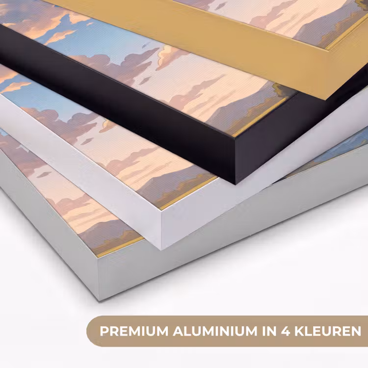 Wolken - Daghemel - Natuur - Illustratie - Oranje Textielframe zwart klein -USP_kleurenNL